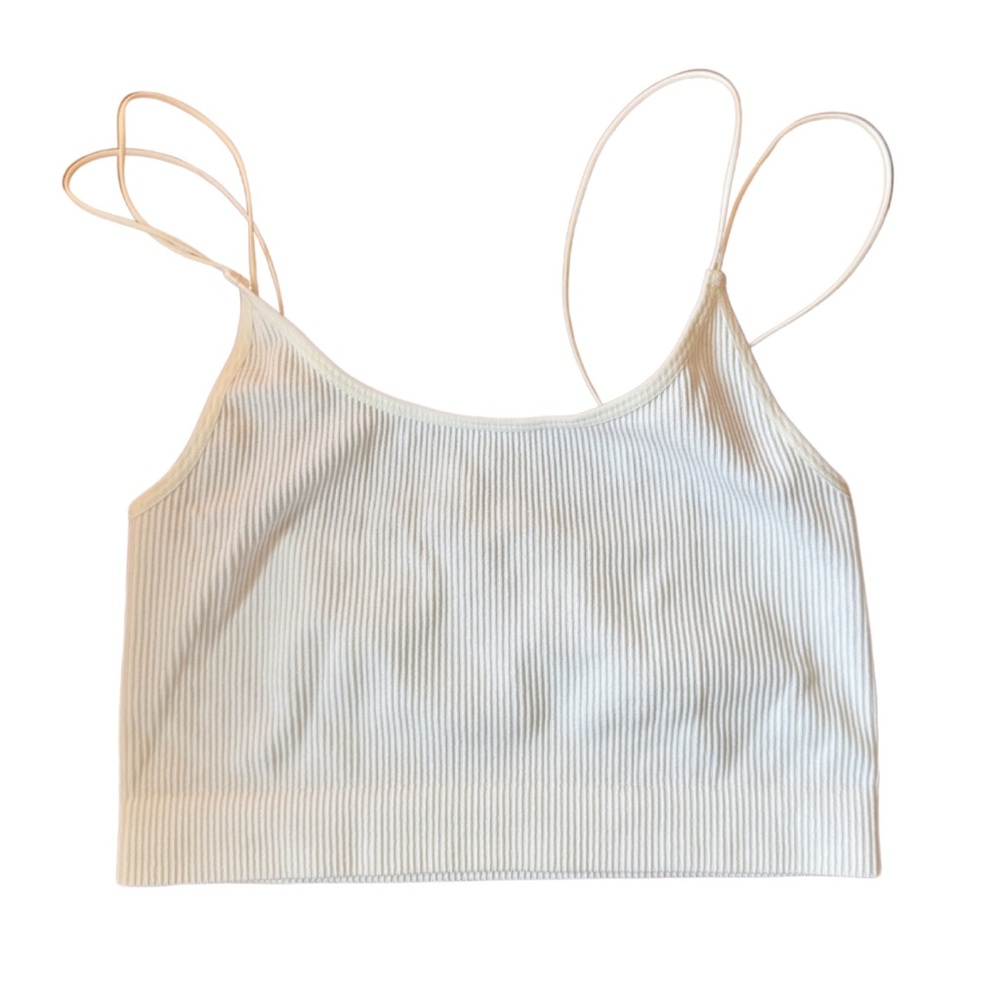 Aritzia Sunday Best White Ribbed Crop Top sz L